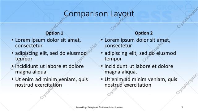 Comparison presentation slide layout