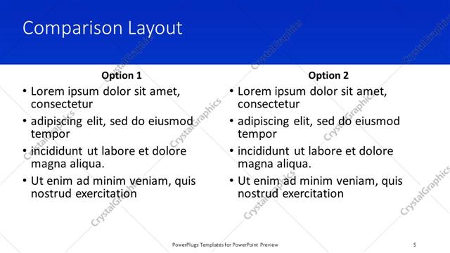 Comparison presentation slide layout