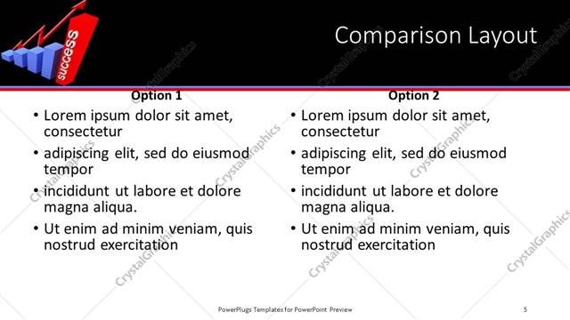 Comparison presentation slide layout