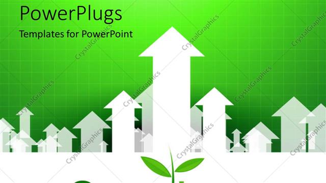  Presentation with growth - Business growth depiction with upward arrows on green background