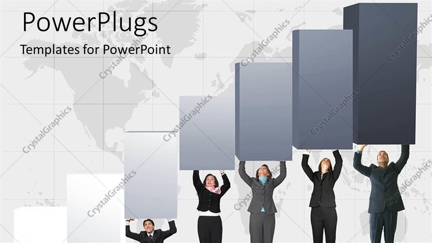 Featuring Business Growth Metaphor with Team of Business Paper Holding Up Bar Graph