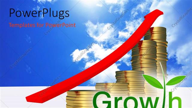  Presentation with growth - Business growth is shown by the coins and red arrow