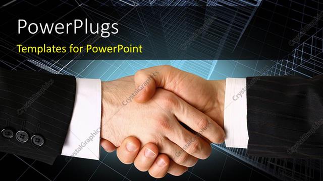  Presentation with office buildings - Hanshake of business professionals over office buildings in background