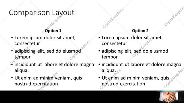 Comparison presentation slide layout