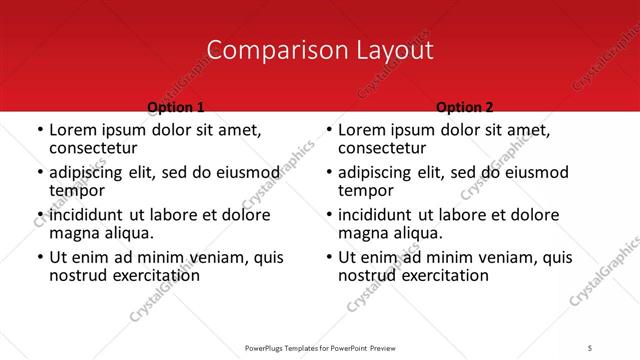 Comparison presentation slide layout