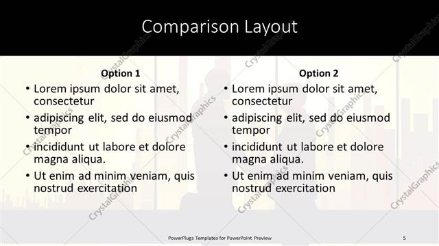 Comparison presentation slide layout