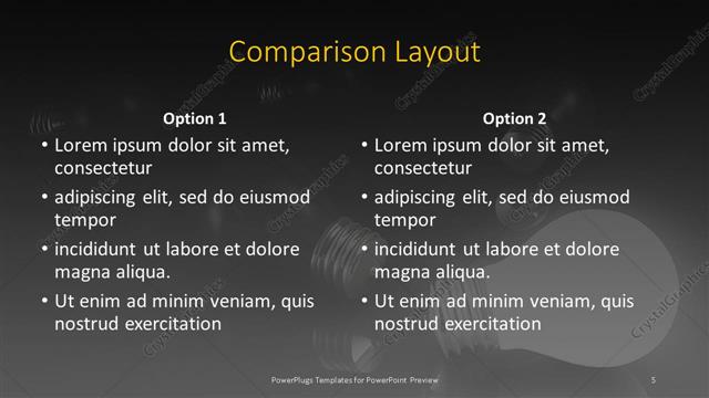 Comparison presentation slide layout