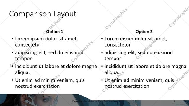 Comparison presentation slide layout