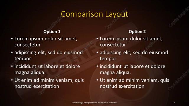 Comparison presentation slide layout