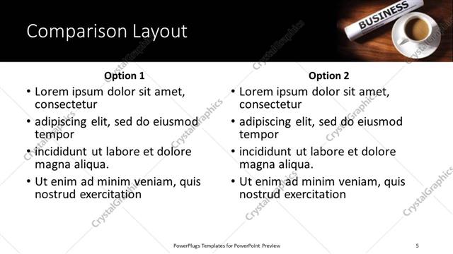 Comparison presentation slide layout