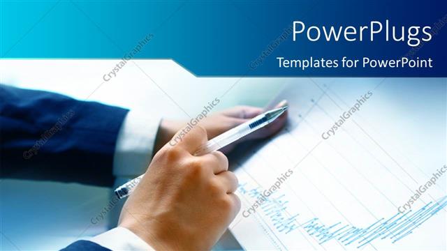 Presentation with financial - Business man analyzing financial reports with blue color