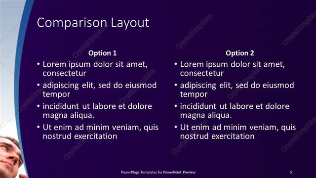 Comparison presentation slide layout