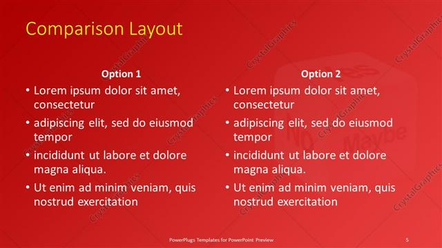 Comparison presentation slide layout