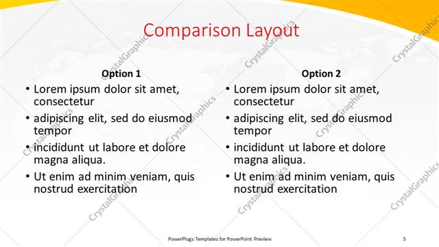 Comparison presentation slide layout