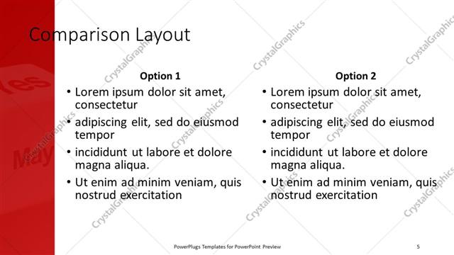 Comparison presentation slide layout