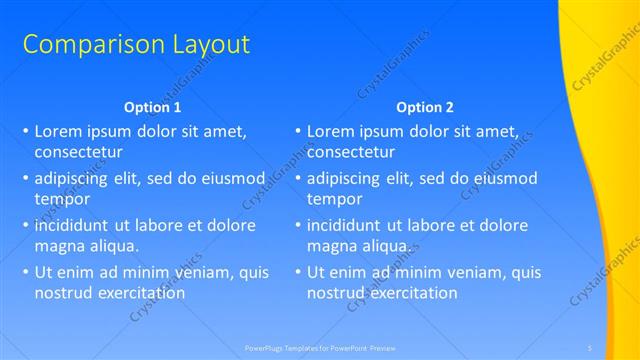 Comparison presentation slide layout