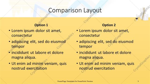 Comparison presentation slide layout