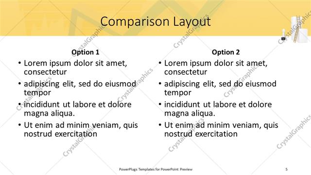 Comparison presentation slide layout