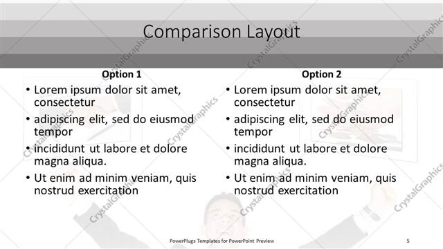 Comparison presentation slide layout