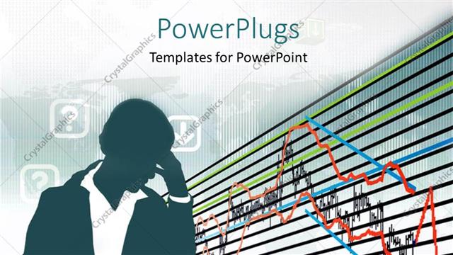  Presentation with thought - Business man deep in thought over colorful?financial charts?