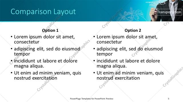 Comparison presentation slide layout