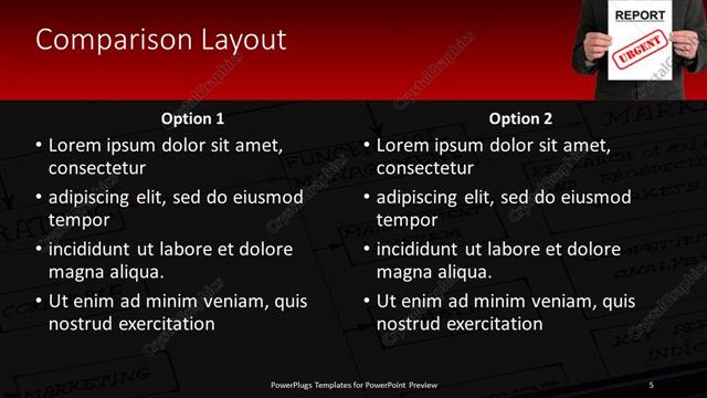 Comparison presentation slide layout