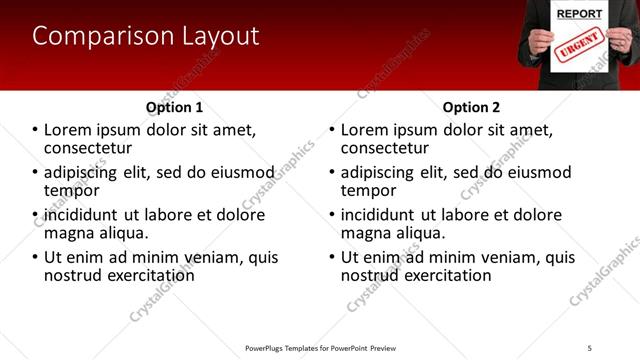 Comparison presentation slide layout