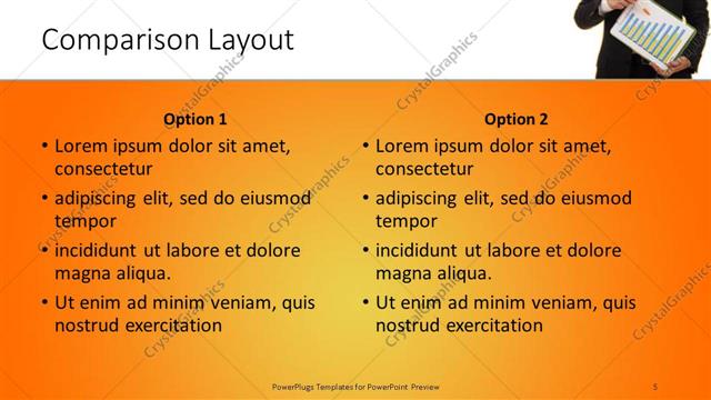 Comparison presentation slide layout