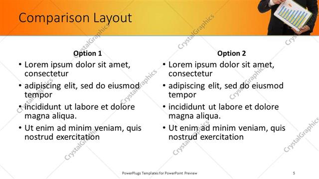 Comparison presentation slide layout