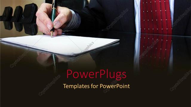  Presentation with writing pen - Business man holding a pen and writing in a piece of white paper