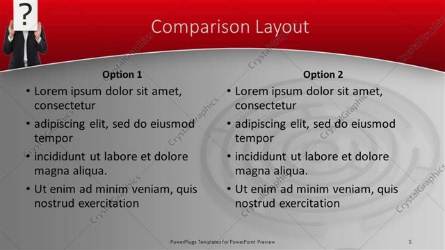 Comparison presentation slide layout