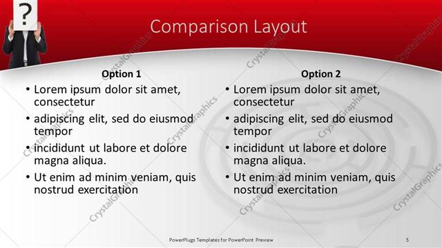 Comparison presentation slide layout