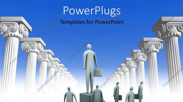  Presentation with look - Business man look up at man on platform in admiration?