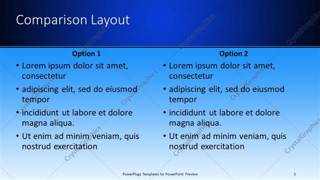Comparison presentation slide layout