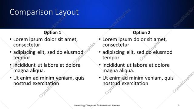 Comparison presentation slide layout