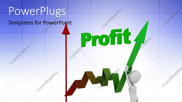  Presentation with business profit - Business Man pushing up the profit graph with blue color