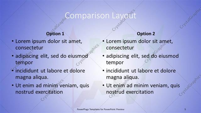 Comparison presentation slide layout