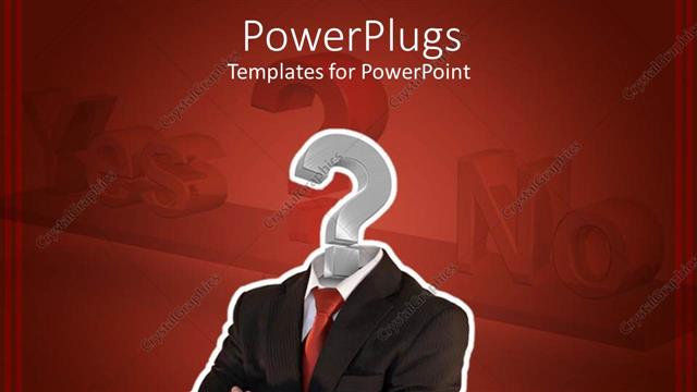  Presentation with decision making - Business man with question mark head, decision making metaphor