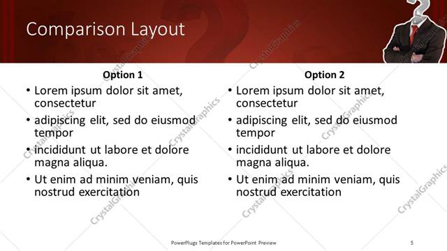Comparison presentation slide layout