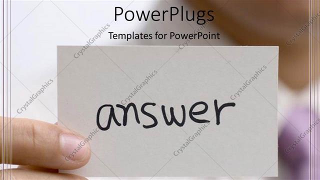  Presentation with business card - Business man raising white answer card on white background?