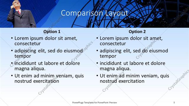 Comparison presentation slide layout