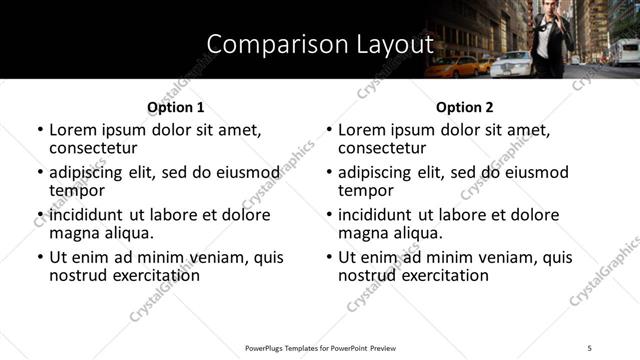Comparison presentation slide layout