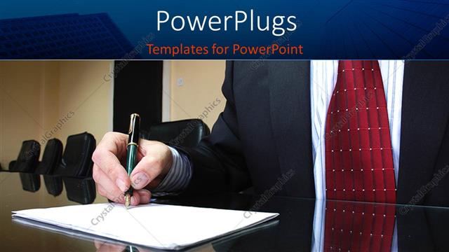  Presentation with conference - Business man sign white paper document on conference table