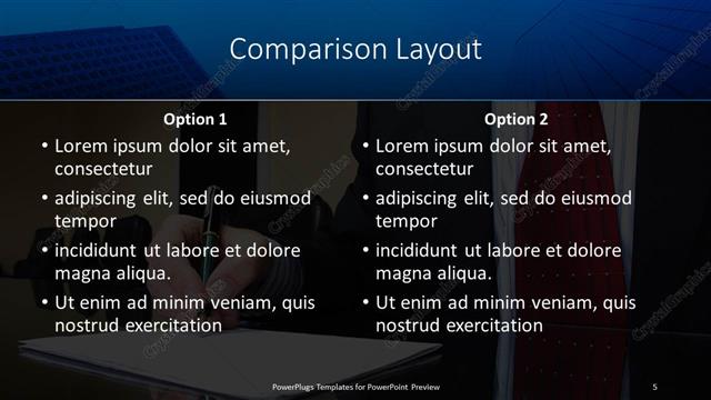 Comparison presentation slide layout