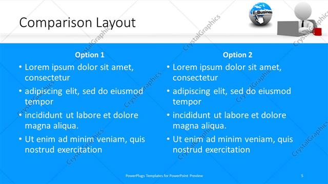 Comparison presentation slide layout