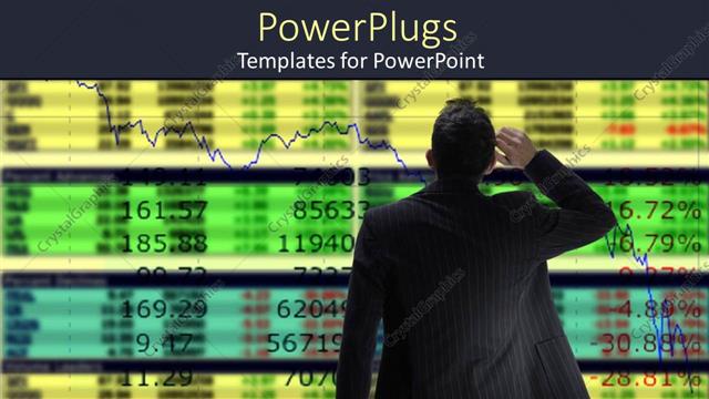  Presentation with smoking - Business man smoking and looking at stock quotes monitor