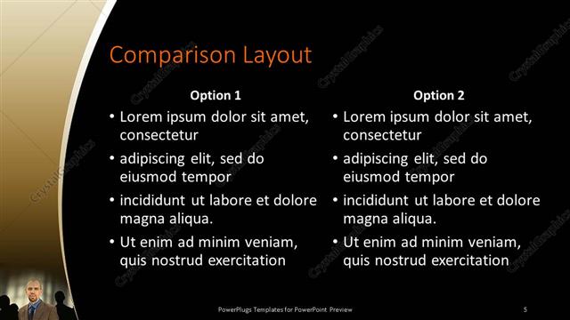 Comparison presentation slide layout