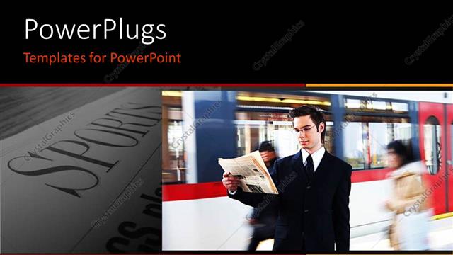  Presentation with news paper - A business man standing at a train station and reading a news paper