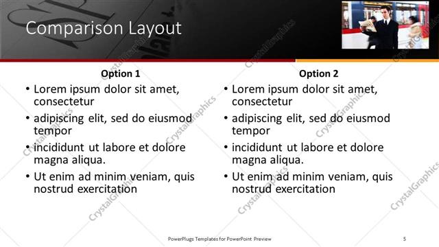Comparison presentation slide layout