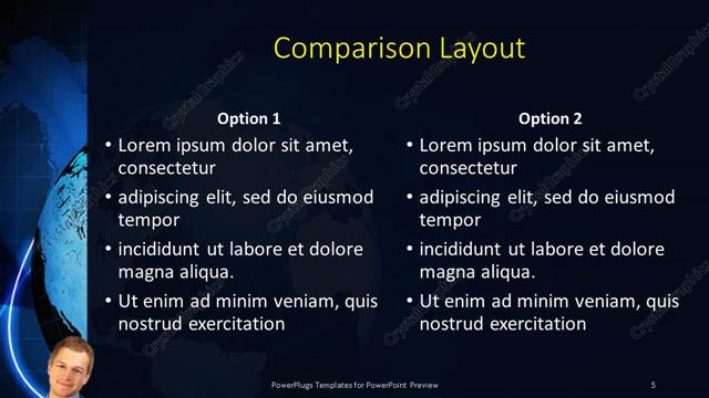 Comparison presentation slide layout